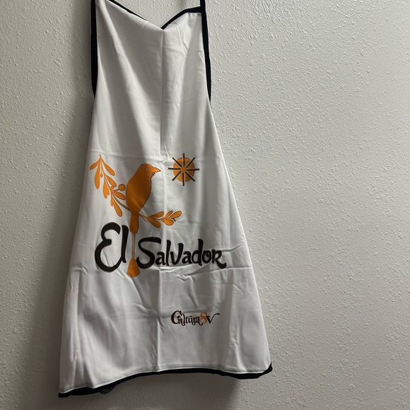 Gildan White Apron with Blue and Green Design - Picture 9 of 13